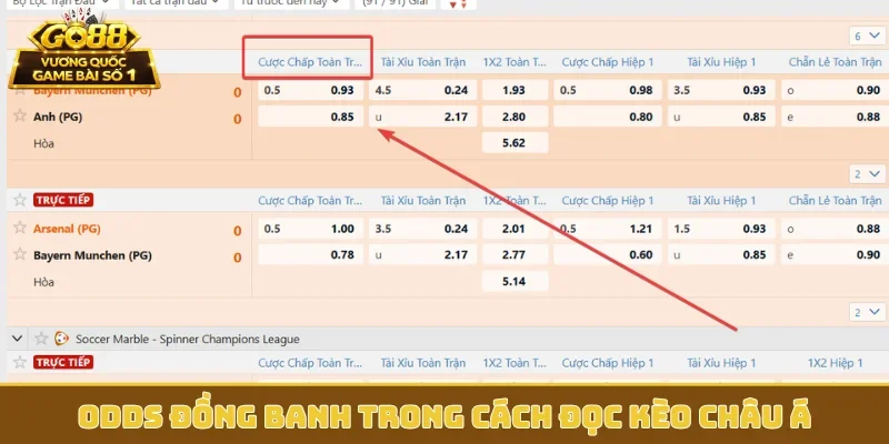 Odds đồng banh trong cách đọc kèo Châu Á