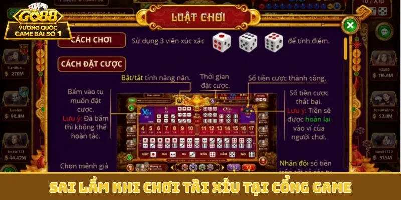 Sai lầm khi chơi tài xỉu tại cổng game