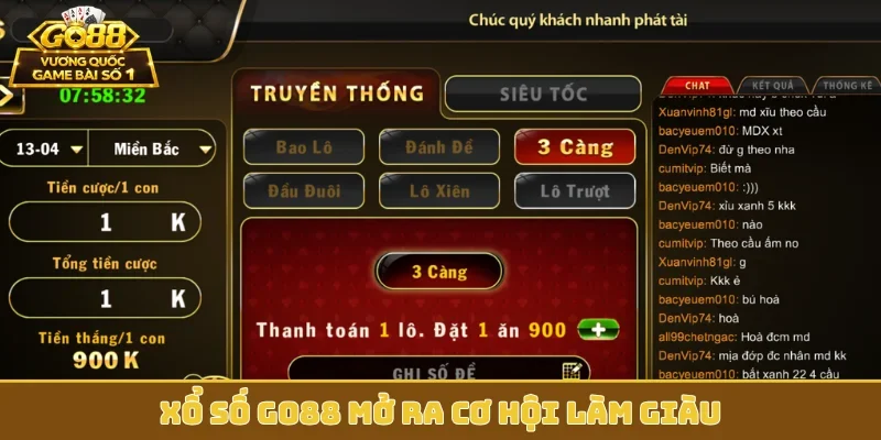Xổ số GO88 mở ra cơ hội làm giàu